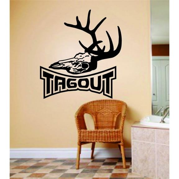 Tagout Letters With Deer Buck Image Animal Hunting Hunter picture Art Girl Ladies Sticker Vinyl Wall Decal 10 X 10 Inches