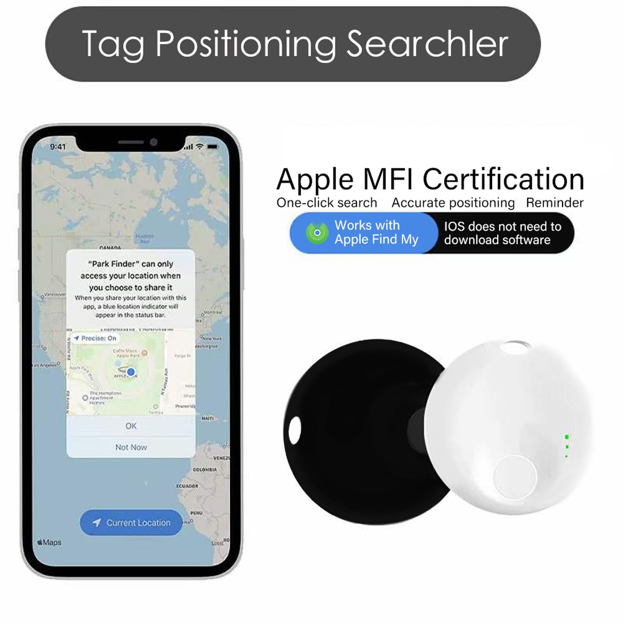 2 Pack Air Tracker Item Finders with Apple Find My
