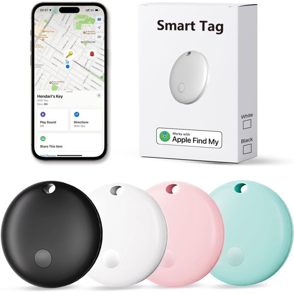 Tags, Item Finder Work with Find My (iOS Only), Device Locator Tag for Luggage, , Wallet, , Bags (Multi-Color, 4 Pack)