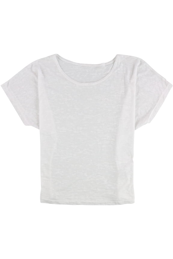 Womens Burnout Cap Sleeve Graphic T-Shirt, White, Large