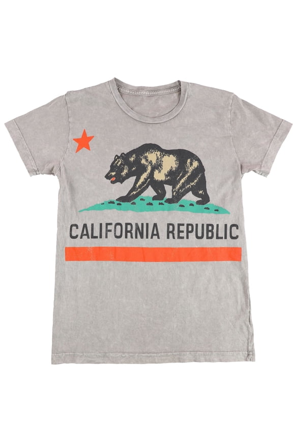 Womens California Republic Graphic T-Shirt, Grey, Medium