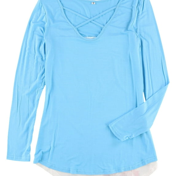 Tags Weekly Womens Contrast Graphic T-Shirt, Blue, Medium