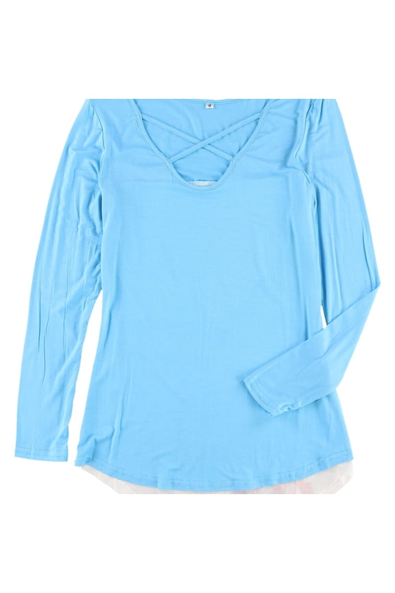 Womens Contrast Graphic T-Shirt, Blue, Medium