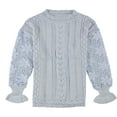 thumbnail image 1 of Tags Weekly Womens Crochet Sleeve Pullover Sweater, Blue, Small, 1 of 2