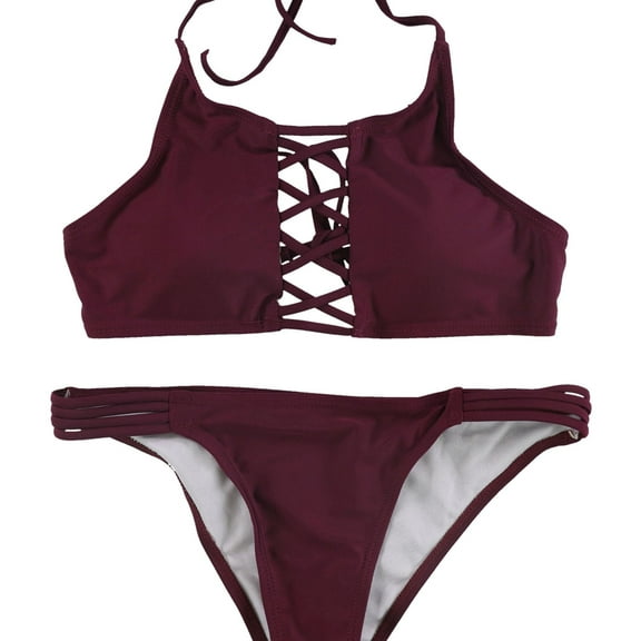 Tags Weekly Womens Cut Outs 2 Piece Bikini, Red, Large