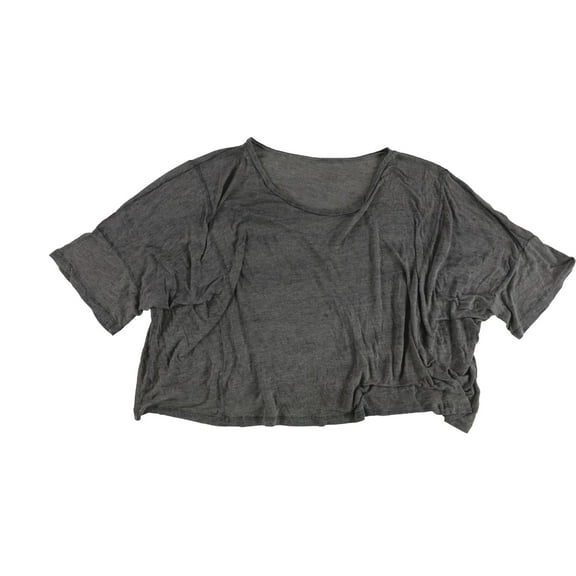 Tags Weekly Womens Heathered Crop Basic T-Shirt, Grey, M/L