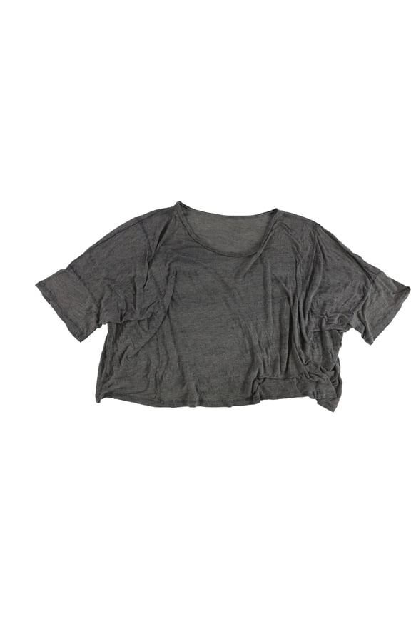 Womens Heathered Crop Basic T-Shirt, Grey, M/L