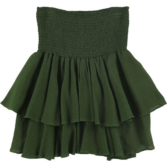 Tags Weekly Womens Ribbed Tiered Skirt, Green, Small