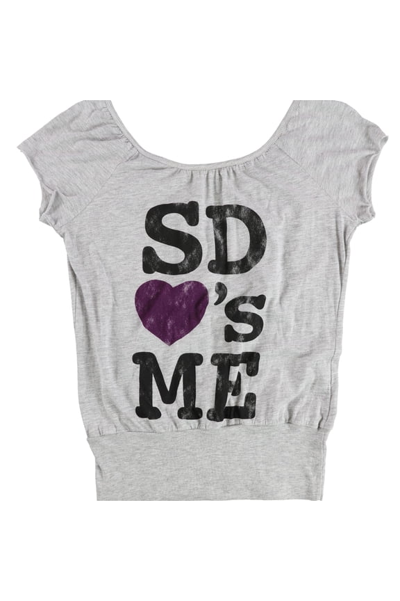 Womens SD Love's Me Graphic T-Shirt, Grey, Small