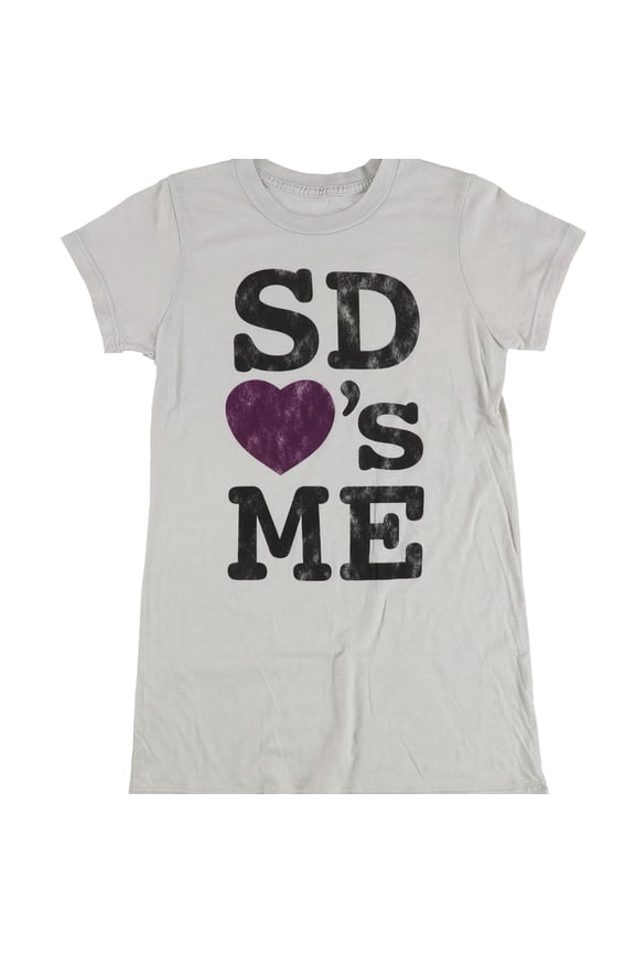 Womens Sd Love's Me Graphic T-Shirt, Grey, Small