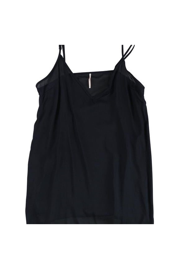 Womens Sheer Solid Tank Top, Black, Small