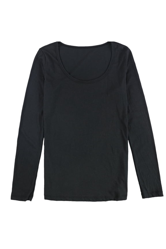 Womens Solid Basic T-Shirt, Black, Medium