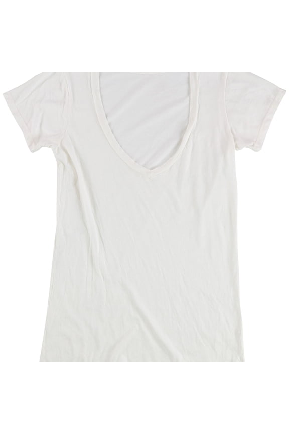 Womens Solid Basic T-Shirt, White, Medium