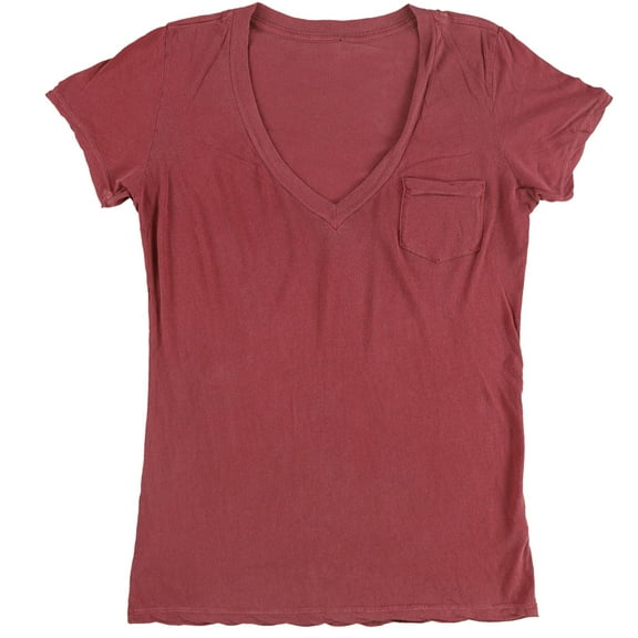 Tags Weekly Womens Solid Pocket Basic T-Shirt, Red, Small