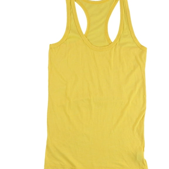 Tags Weekly Womens Solid Racerback Tank Top, Yellow, Medium
