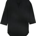 thumbnail image 1 of Tags Weekly Womens Solid Split Neck Tunic Blouse, Black, Medium, 1 of 1