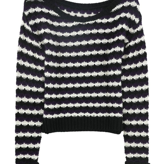 Tags Weekly Womens Striped Pullover Sweater, Purple, X-Small