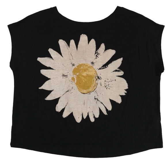 Tags Weekly Womens Sunflower Graphic T-Shirt, Black, X-Small