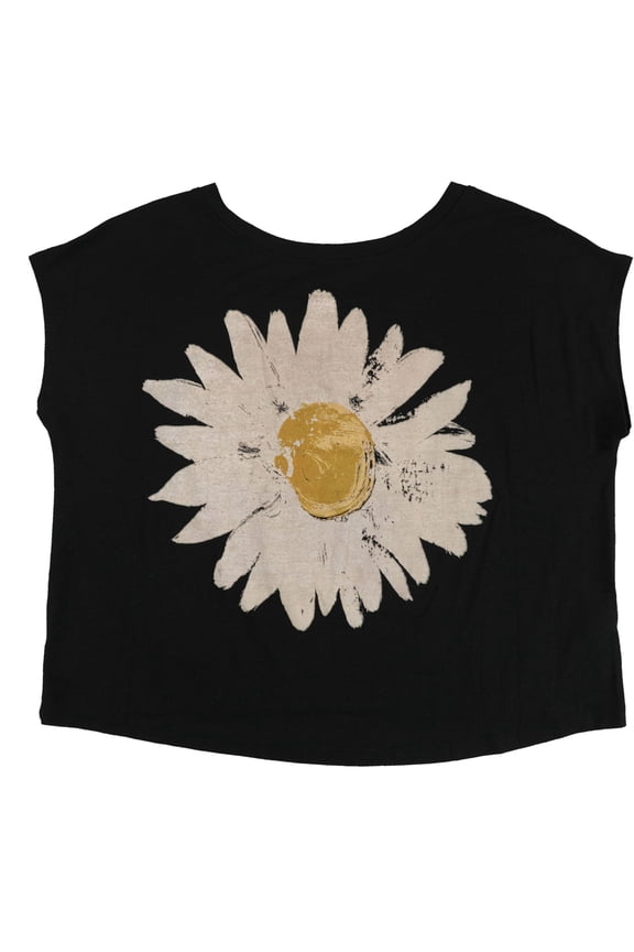 Womens Sunflower Graphic T-Shirt, Black, X-Small