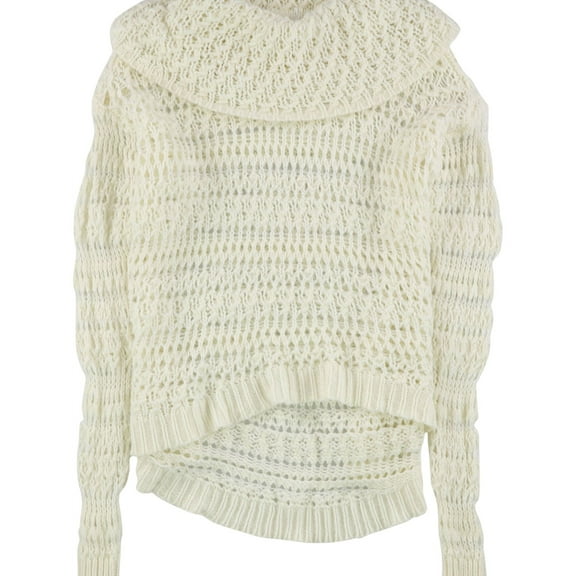 Tags Weekly Womens Yarn Mix Crochet Pullover Sweater, Off-White, Small