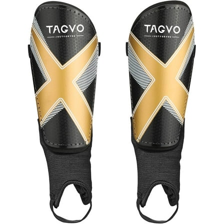 Tagvo Soccer Shin Guards for Kids Youth, Protective Soccer Equipment for Boys Girls 3-16 Years Old Girls Boys, High Impact Resistant, Gold, S