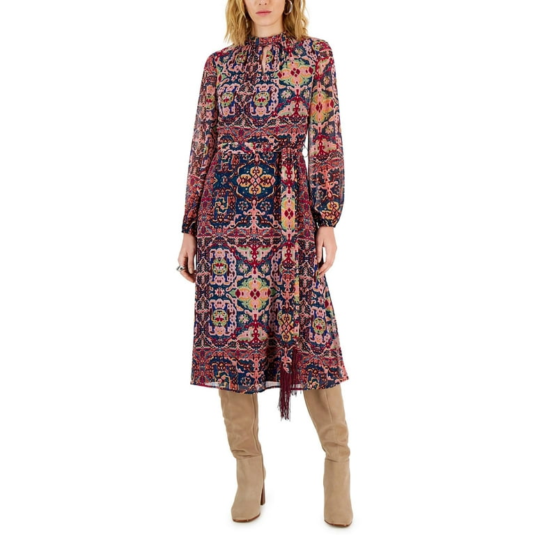 Tahari ASL Womens Chiffon Keyhole Midi Dress Walmart
