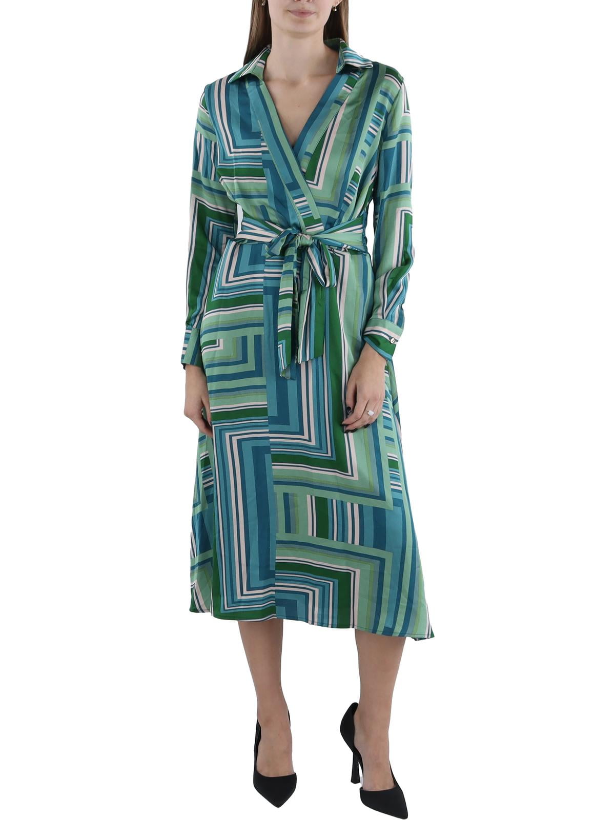 Tahari ASL womens Hammered Satin Tie Waist Midi Dress, 6, Green - Walmart.com Tahari ASL womens Hammered Satin Tie Waist Midi Dress, 6, Green - Walmart.com