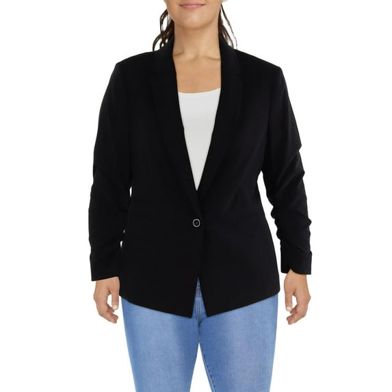 Tahari ASL Womens Solid One-Button Blazer
