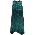thumbnail image 1 of Tahari Womens Pleated Velvet Midi Dress, Blue, 14, 1 of 2