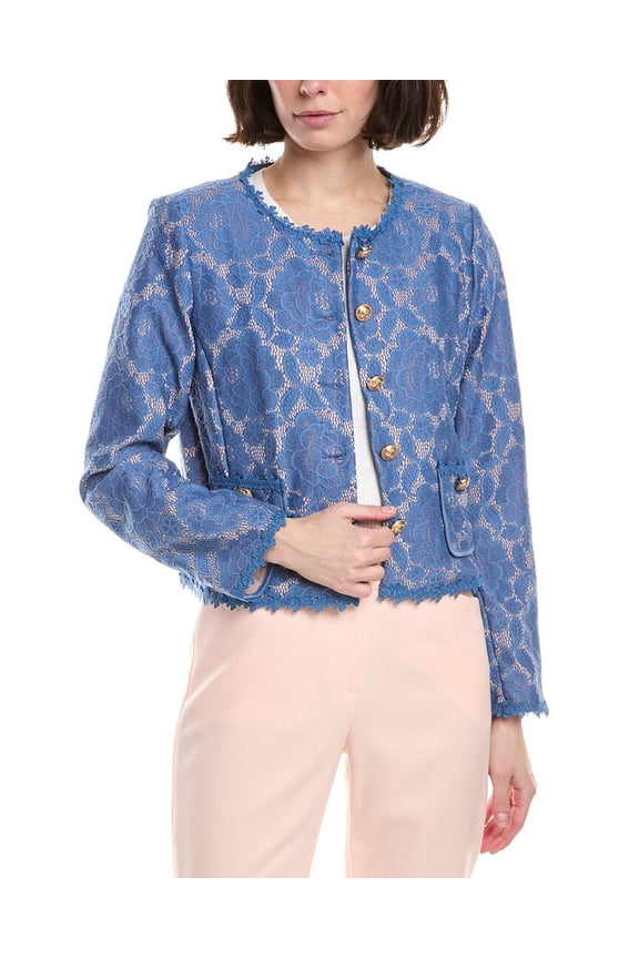 Tahari ASL womens  Casual Jacket, 10, Blue