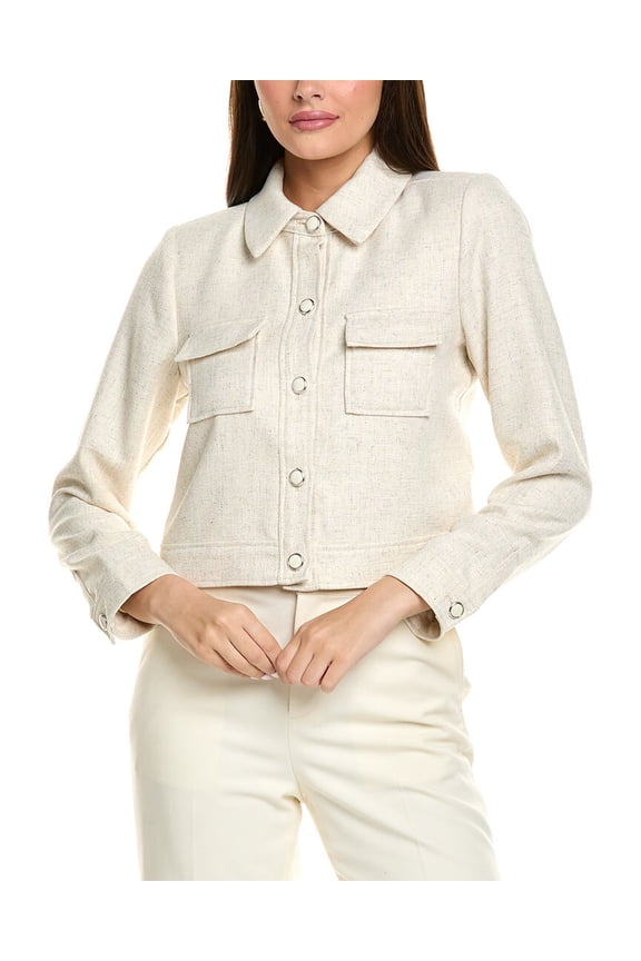 Tahari ASL womens  Linen-Blend Jacket, 12, Beige