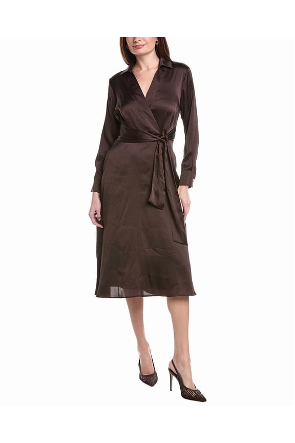 Tahari ASL womens  Midi Dress, 10, Brown