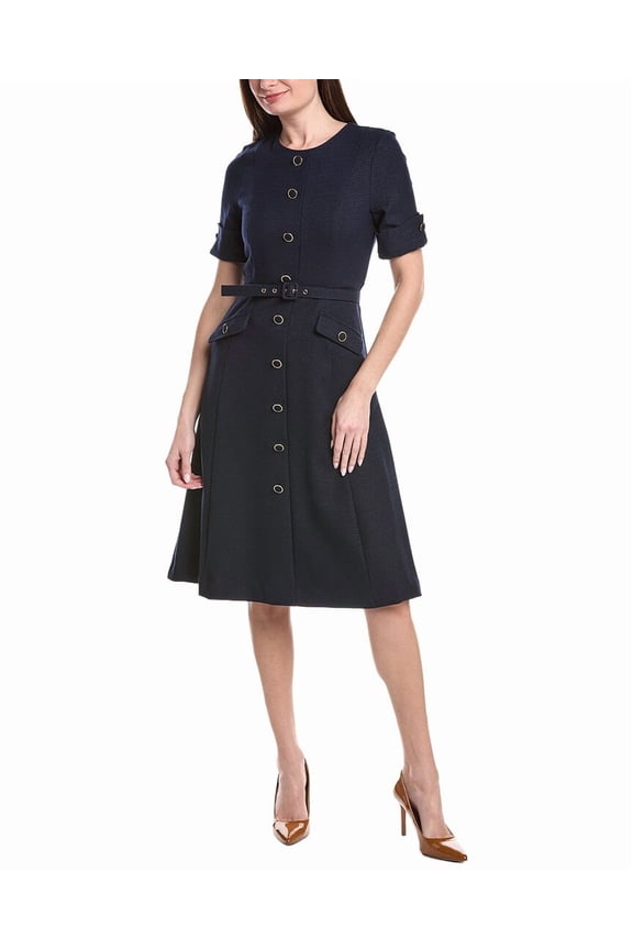 Tahari ASL womens  Midi Dress, 12, Navy