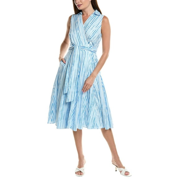 Tahari ASL womens  Midi Dress, 8, Blue