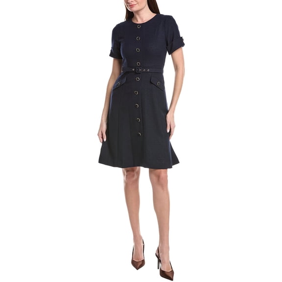 Tahari ASL womens  Petite Midi Dress, 16P, Blue