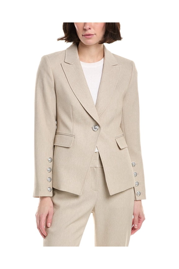 Tahari ASL womens  Petite Twill Blazer, 10P, Brown