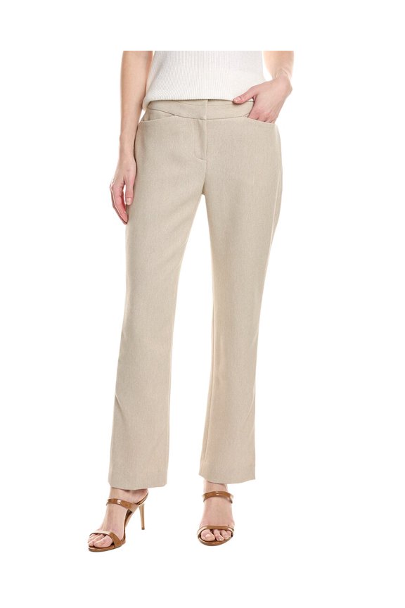 Tahari ASL womens Petite Twill Pant, 6P, Brown
