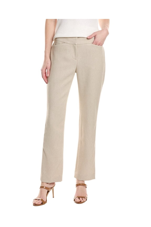 Tahari ASL womens  Petite Twill Pant, 8P, Brown