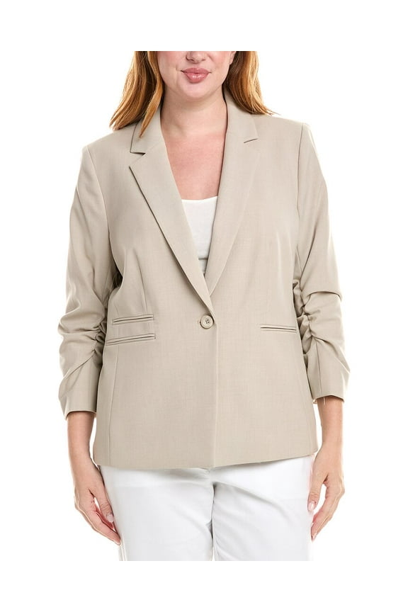 Tahari ASL womens Plus Blazer, 14W, Beige