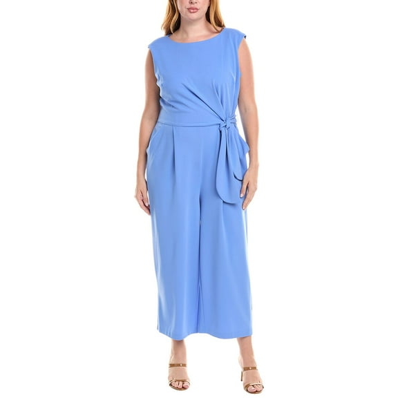 Tahari ASL womens Plus Side Tie Jumpsuit, 20W, Blue