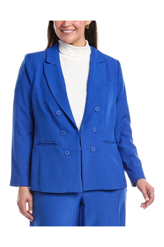 Tahari ASL womens Plus Solid Blazer, 14W, Blue
