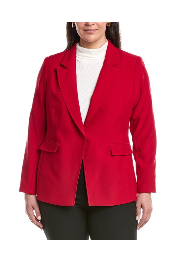 Tahari ASL womens Plus Solid Blazer, 16W, Red