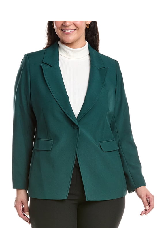 Tahari ASL womens  Plus Solid Blazer, 18W, Green
