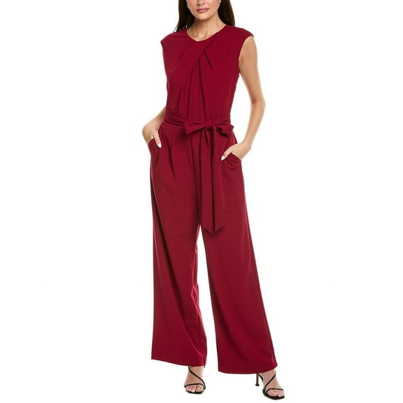Tahari ASL womens  Plus Tie Waist Jumpsuit, 22, Red