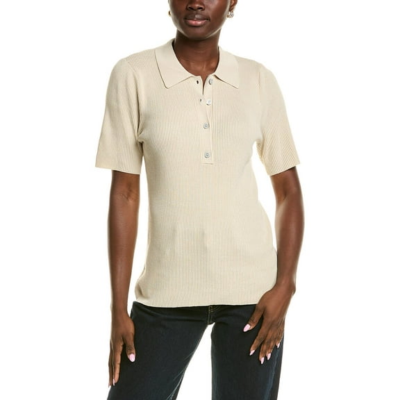 Tahari ASL womens Polo Shirt, m, Tan