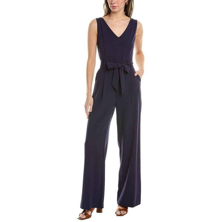 Tahari ASL womens Tie Waist Jumpsuit 6 Blue Walmart