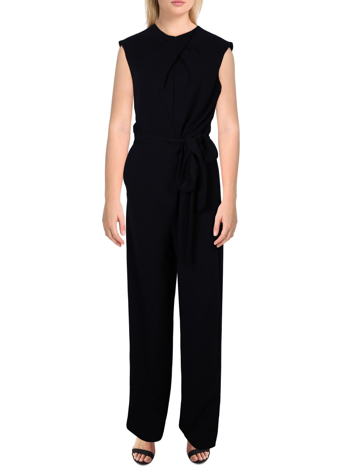 Tahari ASL Womens Cross Neck Wide Leg Jumpsuit