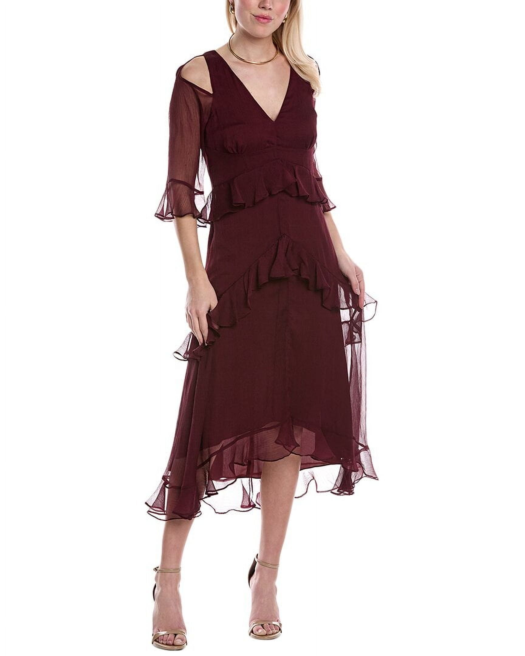 Tahari ASL womens Tiered Chiffon Midi Dress, 12, Purple - Walmart.com
