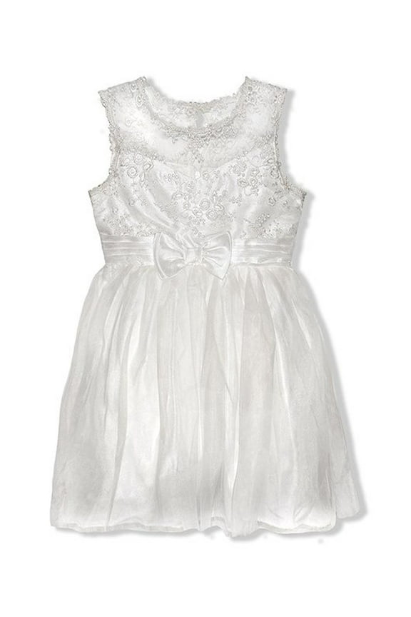 Tahari Off White Bone Embroidered Sleeveless Dress Size 6