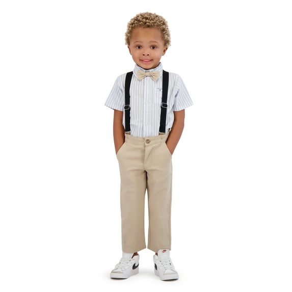 Tahari Toddler Boy Blue Bow Tie & Suspender Pant Set, Size 2T-4T